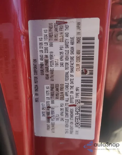 2017 Mazda Cx-5 Grand Touring z USA, uszkodzony, nr VIN JM3KFBDL8H0220528